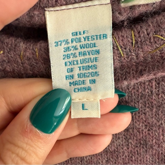 Sundance Purple Wool Blend Bell Sleeve Sweater Size Large Womens Boho Lagenlook - Picture 7 of 8